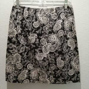 Lauren Ralph Lauren Black and White Cotton Paisley Skirt - Size 4